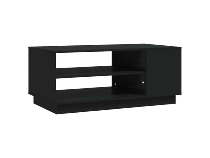 Schwarz Couchtisch 102x55x43cm aus Holzwerkstoff Modernes Design, Aufbewahrungsregale, solide Arbeitsplatte, einfache Reinigung, Wohnzimmer