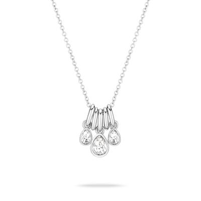 Kette mit Anhänger ECHTZEIT "Schmuck Geschenk Edelstahl Halskette Like Diamonds Tropfen", silber (silberfarben, kristallweiß), Halsketten, Damen, Edelstahl, L: 45 B: 2mm, mit Glasstein, B:2mm