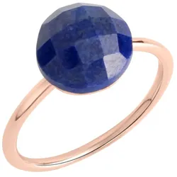 Jamelli Ring Silber 925 rosé-vergoldet mit einem echten Lapislazuli 9x9,5mm