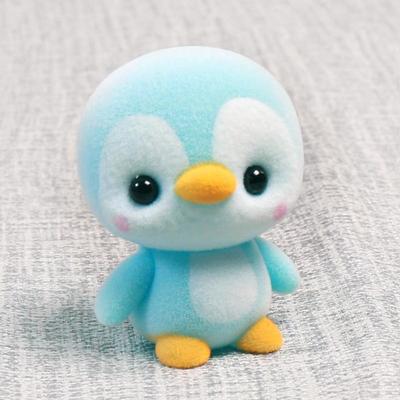 Snug & Styled Cute PVC Bear Doll Flocking Animal Figurine Kids Gift Decorative Desk Ornament blue Penguin