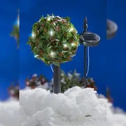 LED Solar-Bäumchen Ilex Stechpalme Gartenbeleuchtung Weihnachtsdeko Kunstpflanze