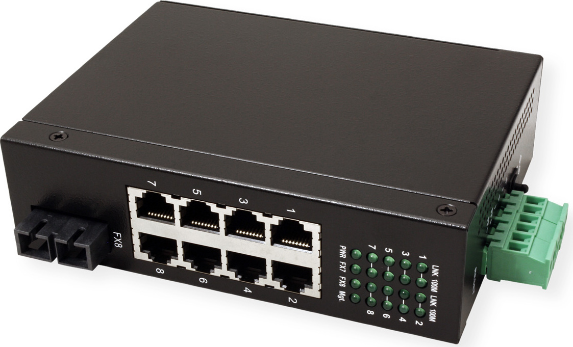 ROLINE Industrie Switch 7x RJ-45, 1x SC, unmanaged