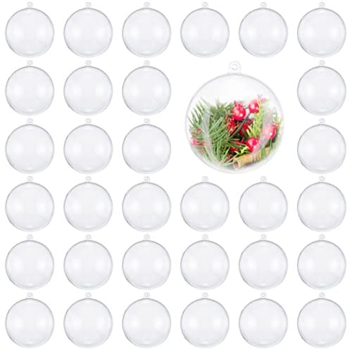 The Twiddlers 48 transparante kerstballen, 6 cm – Vulbaar en personaliseerbaar voor kerst, bruiloften en feesten