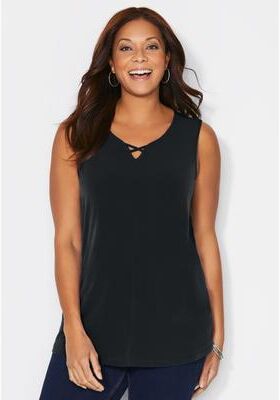 Plus Size Women's Crisscross Timeless Tank by Catherines in Black (Size 3X)
