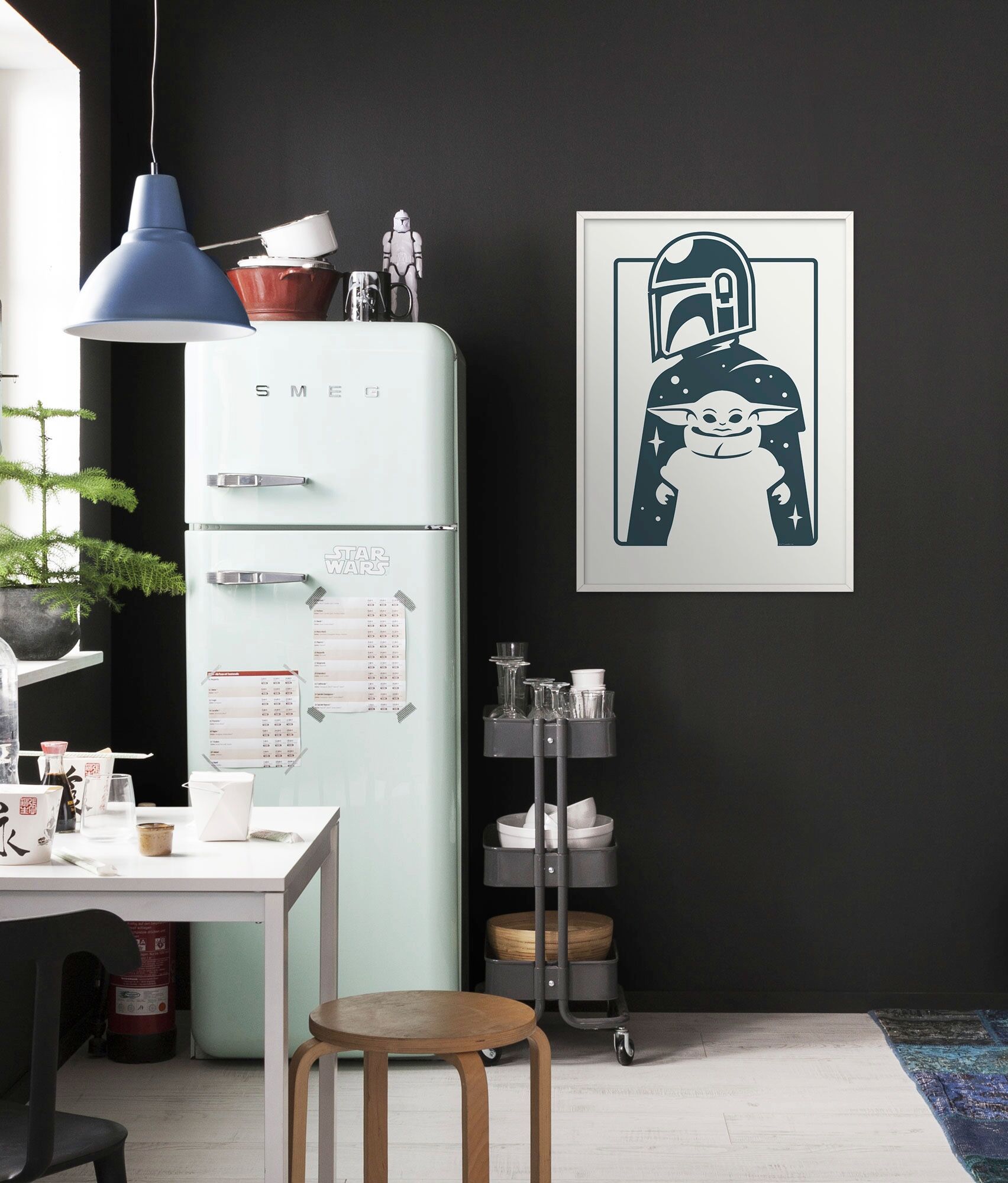 Wandbild KOMAR "Mandalorian The Child and Father", bunt (farbe bild(er): bunt), B:50cm H:70cm, Papier, Bilder, Wandbild, Kinderzimmer, Schlafzimmer, Wohnzimmer farbe bild(er): bunt B/H/T: 50cm x 70cm, Bild Disney Star Wars, 1 Stk.