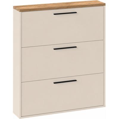 Schuhkipper SCHILDMEYER "Saga, Oberplatte in Eiche Landhaus, Made in Germany", beige (cremebeige, eiche landhaus), B:99,5cm H:120,9cm T:19,55cm, Holzwerkstoff, Sideboards, Oberplatte 2,5 cm Dicke in eiche landhaus Dekor, Made in Germany