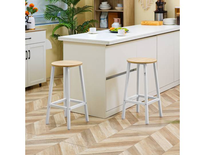 MCOM-Ensemble de 2 Barres de Cuisine Hautes avec Pieds en Acier, 32,5x32,5x65 cm