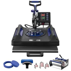 VEVOR Hitzepresse Transferpresse 38x38cm 8 in 1 Tumbler Presse T-Shirts Blau