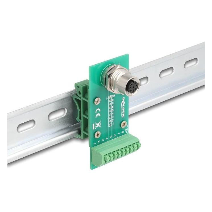 Delock M12 Übergabemodul Adapter 8 Pin A-kodiert Buchse zu 9 (60659)
