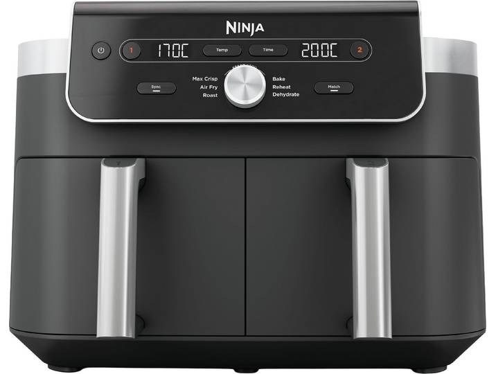 NINJA Heißluftfritteuse DualZone XL-Heißluftfritteuse 2 Schubladen DZ901EU, 2470 W, mit 9,5 l Fassungsvermögen