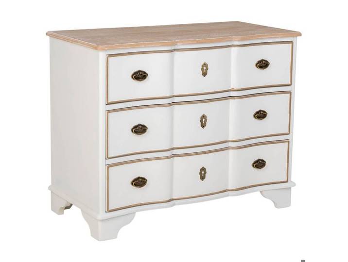 Commode 3 tiroirs en bois blanc 100x50x80
