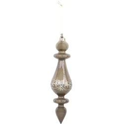 Chic Antique Ornament aus Glas mit Glitzer, H17/Ø 4,5 cm, latte