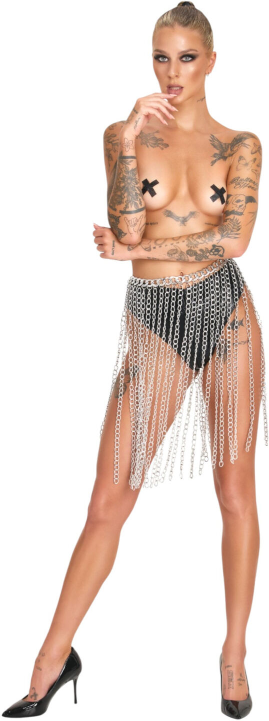 Bad Kitty - chain-link collar and belt (silver)