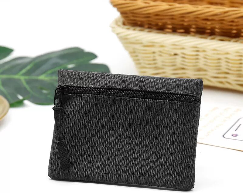 INF Porte-monnaie en tissu Oxford avec fermeture éclair, portefeuille mince Le noir