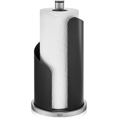 Küchenrollenhalter GEFU "CURVE", grau (schwarz, edelstahlfarben), H:30cm Ø:15,6cm, Edelstahl, Stahlblech, Küchenrollenhalter, Stahlblech/Edelstahl