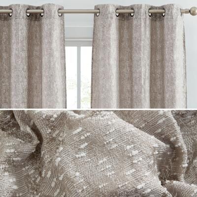 HLC.ME Avalon Jacquard Slub Texture - Privacy Curtains with Grommet Lightweight Window Curtain Panels, Set of 2
