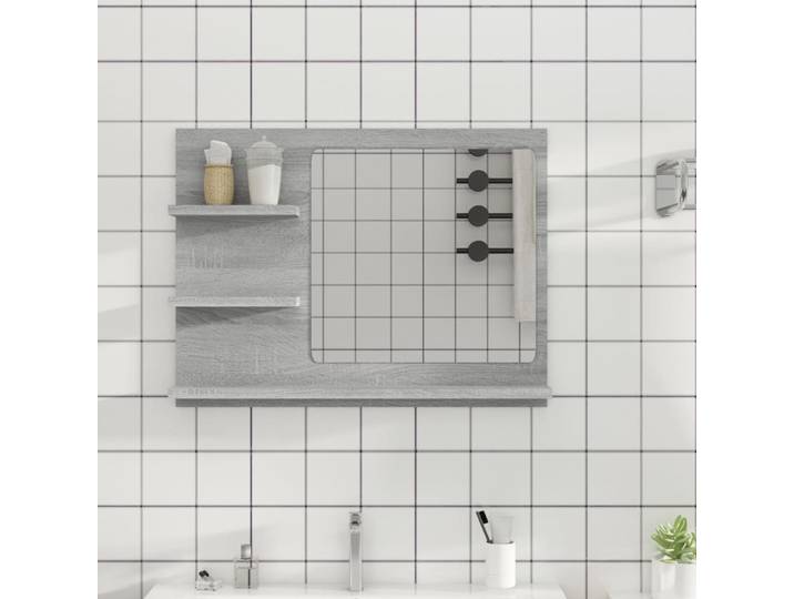 vidaXL Badspiegel Grau Sonoma 60x10,5x45 cm Holzwerkstoff