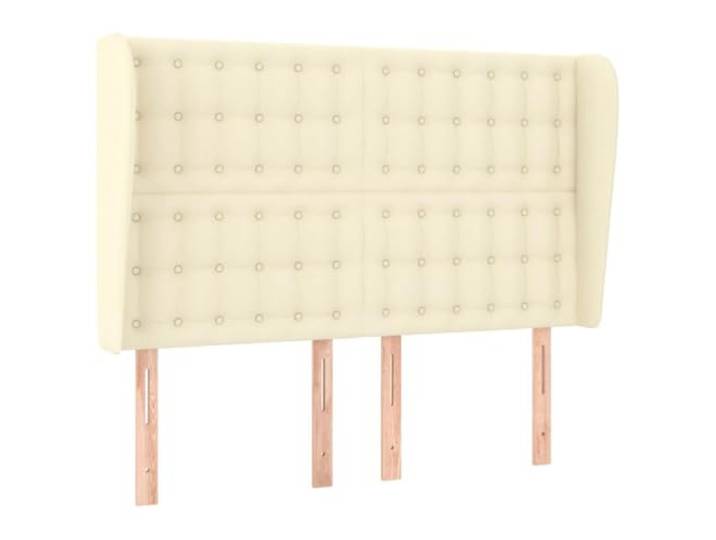 Makastle Kopfteil mit Ohren Creme Kunstleder 147x23x118 cm Höhenverstellbar