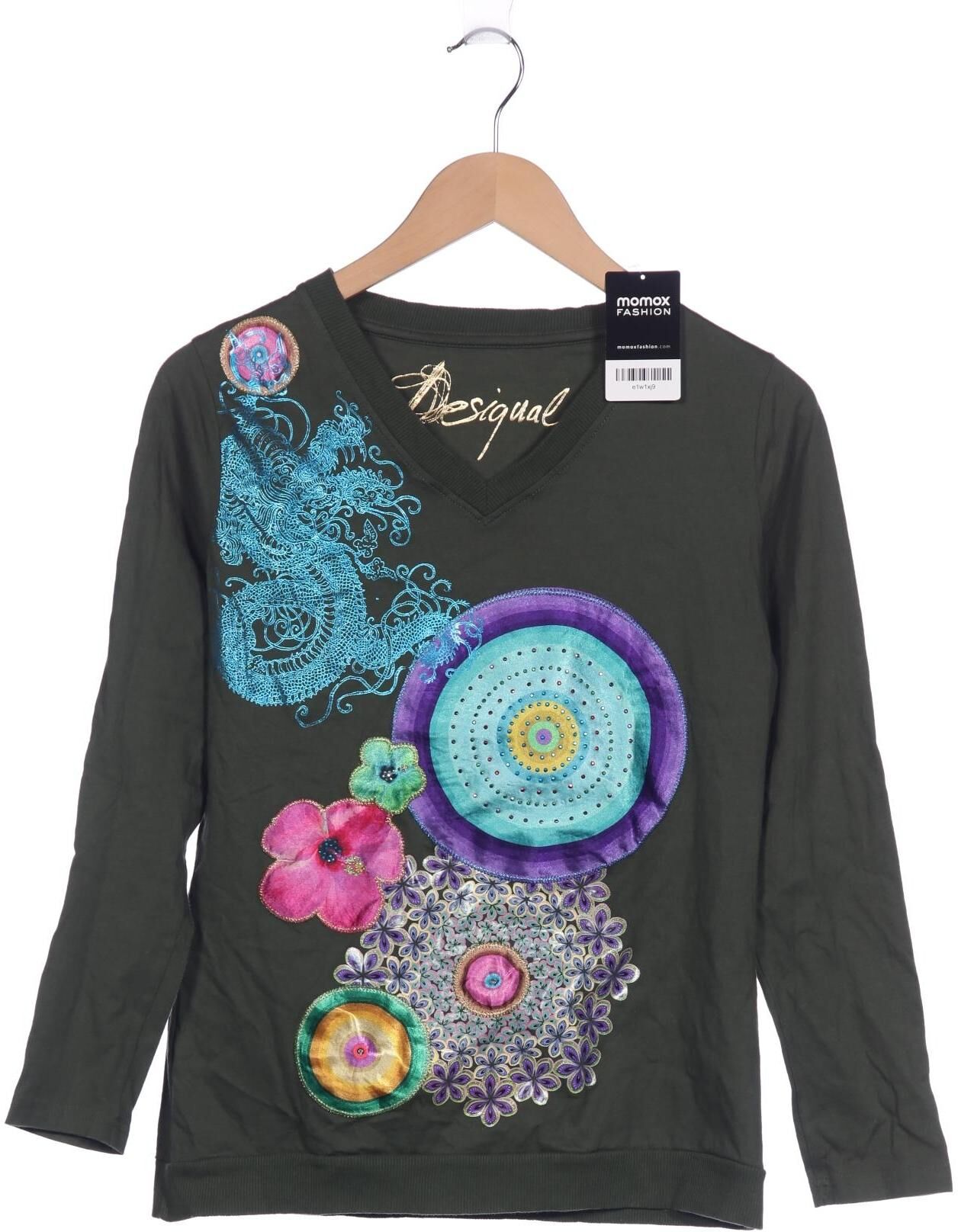 Desigual Damen Langarmshirt, Grün, Gr. 8Xl, Baumwolle - Second Hand