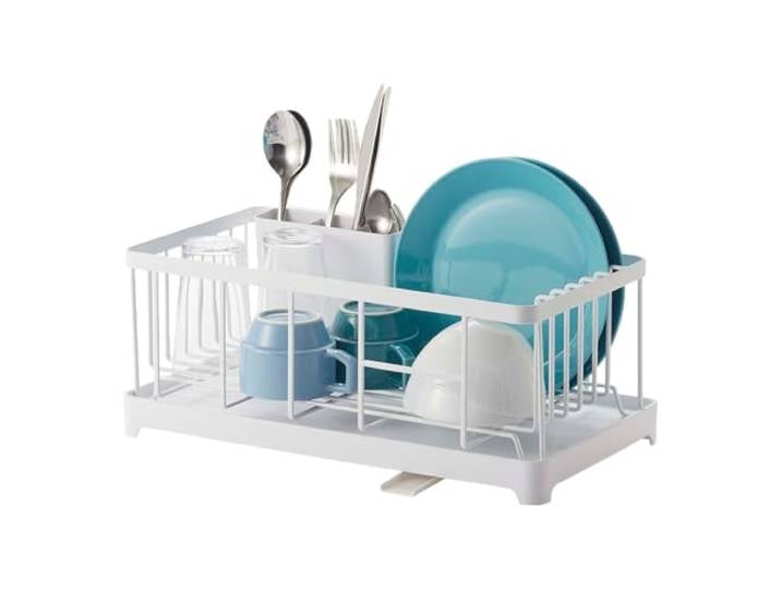 YAMAZAKI 2875 Tower Wire Dish Drainer\, White\, Steel/ABS Resin\, 42 x 23 x 17 cm