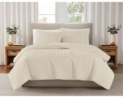 Brooklyn Loom Solid Cotton Percale Quilt Set
