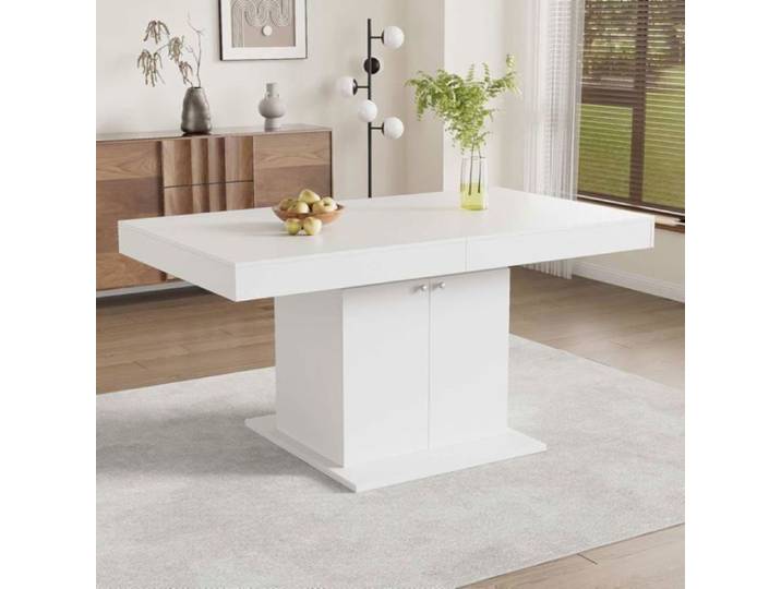 Table à manger design moderne Extensible 140/180x80x76cm 8 places blanc blanc TABLE A MANGER SEULE