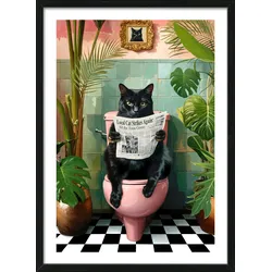Gerahmtes Bild LUSTIGE KATZE (BHT 75x55x3,20 cm) - bunt - BHT 75x55x3,20 cm