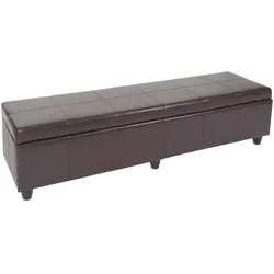 BERLINLODGE Bank Sitzbank mit Aufbewahrung Lars XXL HxBxT 45x180x45cm Weiß Leder + Kunstleder