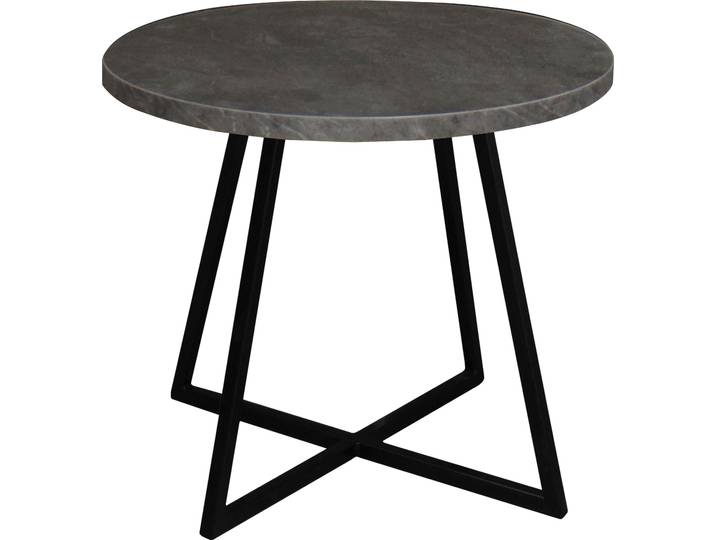 Couchtisch MÄUSBACHER Couchtisch rund , schwarz (schwarz, keramik optik grau), H:50,5cm, Tische, Couchtisch, Couchtisch rund Durchmesser 60cm, Metallgestell