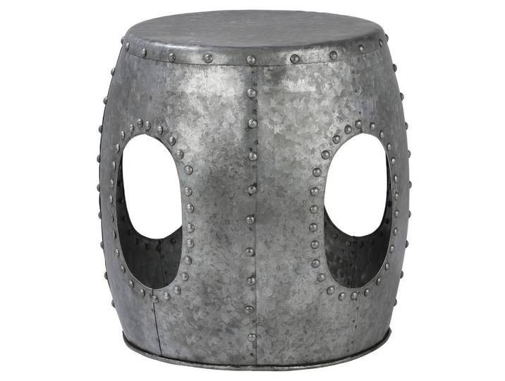 Womo-Design Beistelltisch rund Ø38x43 cm Silber aus Metall, Grau, 38x43x43 cm, Wohnzimmer, Wohnzimmertische, Beistelltische