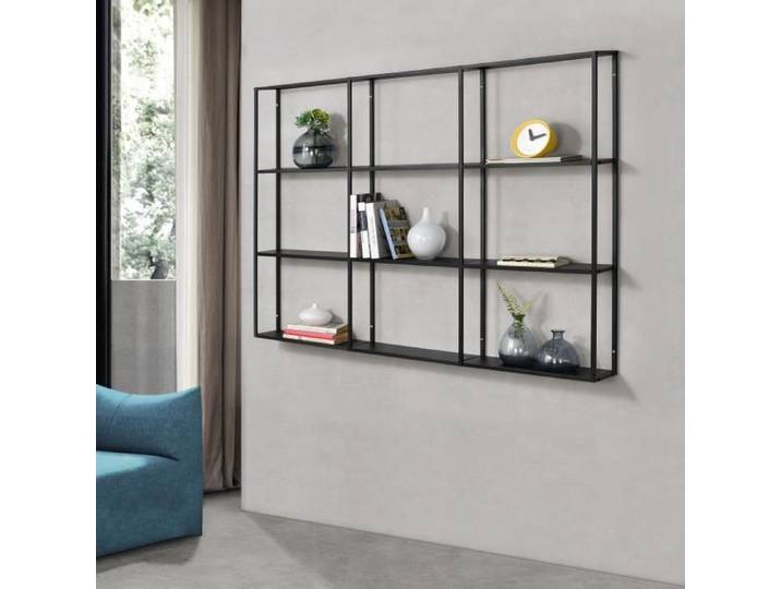 Étagère Murale - EN.CASA - Jelsa - Contemporain - Design - Meuble de salon - Noir - Métal - Adulte