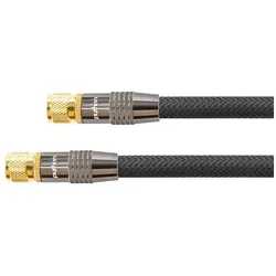 Python SAT Antennenkabel, F-Stecker an F-Stecker, vergoldet, Schirmmass 120dB, 75Ohm, Nylongeflecht schwarz (120 dB, SAT Kabel), Antennenkabel