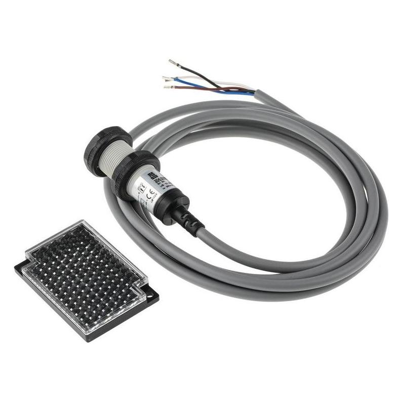 RS PRO zylindrisch Optischer Sensor, Reflektierend, Bereich 3 m, PNP Schliesser/Öffner Ausgang, Ansch (2043985)
