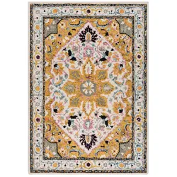Traditioneller Wollteppich in Gelb-Grau, `Soar Andy`. 200x290 cm | Kadima Design