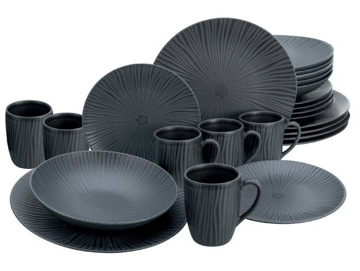 creaTable Kombiservice Vesuvio, Service 24-tlg. (24-tlg), 6 Personen, Steinzeug, Eleganz, Vulkanoptik