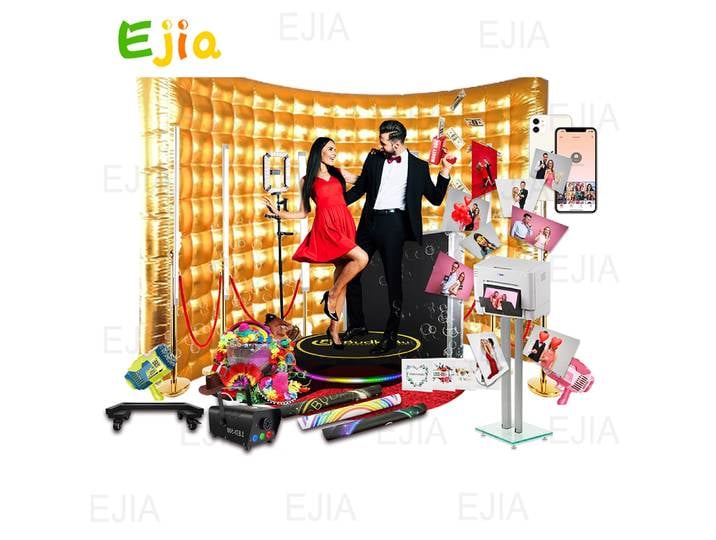 Mur de stand Photo gonflable Commercial or/argent 10 pieds/3m, mur de stand Photo Fotobudka 360 pour location d'événements de fête