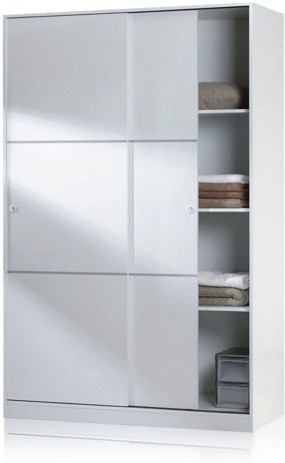duehome Armario de puertas correderas 120x200 cm Show - Blanco Brillo