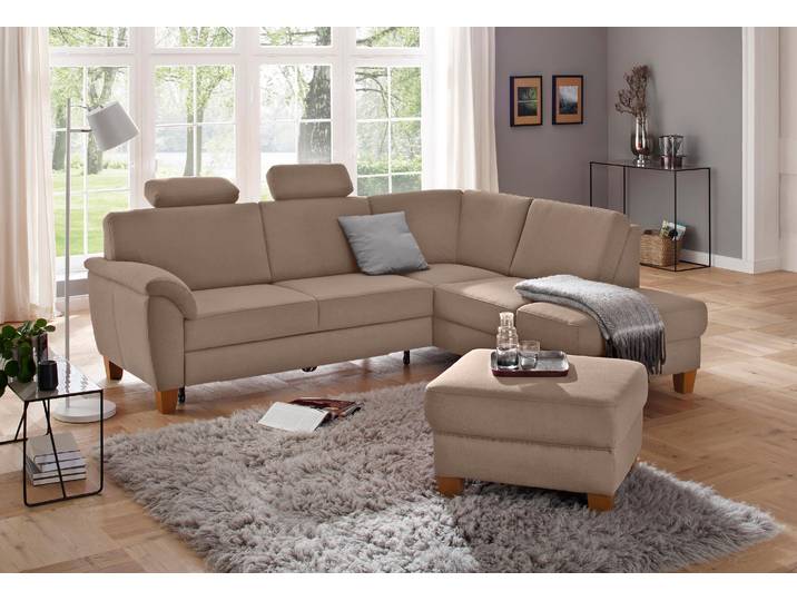 Ecksofa, Luxus-Microfaser ALTARA NUBUCK, Dunkelbeige 250×201 cm, Mit Bettfunktion, Modern, Home-affaire