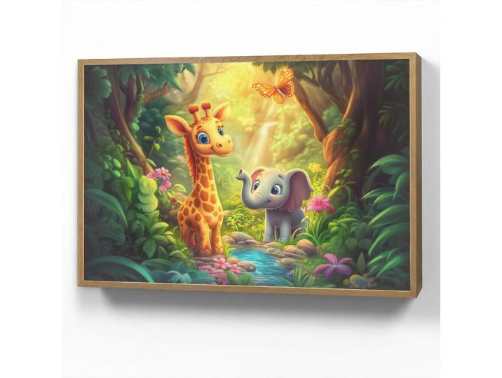 OnlyWow Nachttischlampe MIT Akku Giraffe - Elefant - Blumen - Dschungel 90x60 cm, Grün, Rechteckig, LED integrated, 90x60x8 cm, Lampen & Leuchten, Innenbeleuchtung, Nachtlichter