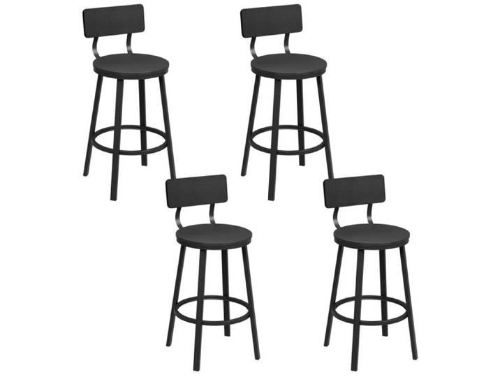 Tabouret de Bar Lot de 4 - WOLTU Tabouret Cuisine - Métal et MDF - Noir W0ATT0881-4