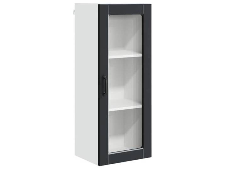 IBUQDDV Wandglas-Schrank Porto Schwarz 40 x 31 x 100 cm Holzwerkstoff Wandmontage,Innenbereich,Küche,geräumige Fächer,Ablagen,klare Linien,minimale Verzierungen,Stabilität