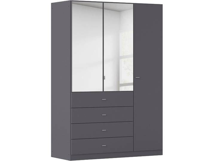 Kleiderschrank RAUCH Sinsheim , grau (graumetallic), B:136cm H:197cm T:54cm, Holzwerkstoff, Schränke, Kleiderschrank, mit 4 breiten Schubkästen