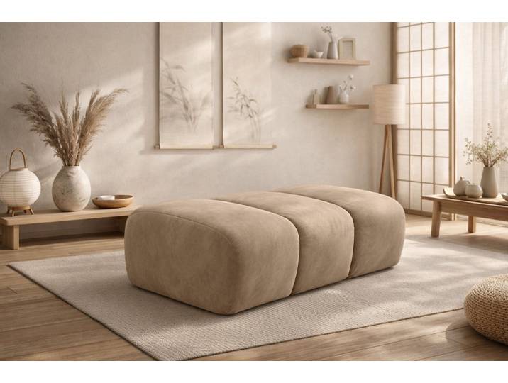 Kaiser Möbel Hocker Pouf modular für Wohnzimmer, Samtstoff Bluvel, CROISSANT (Einzelelement, Pouf), modulares System,hochwertiger Samtstoff