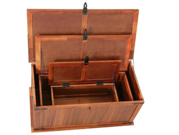 FASHTROOM Coffres de rangement 3 pcs Bois d'acacia solide 111607