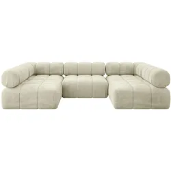 WOHNLANDSCHAFT modulares Sofa Garvo-U1 - 285x190x70 cm Beige Velours