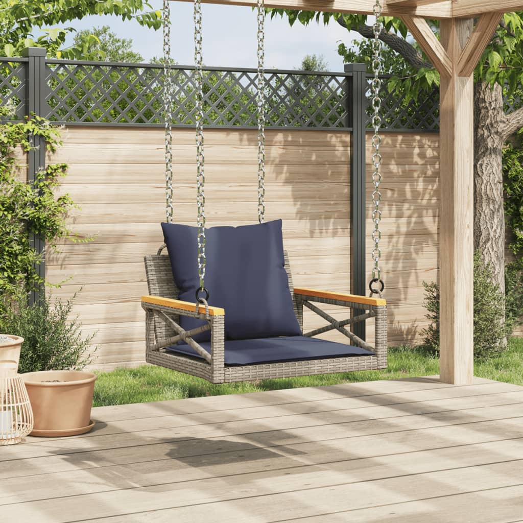 vidaXL Balancelle avec coussins gris 63x62x40 cm résine tressée