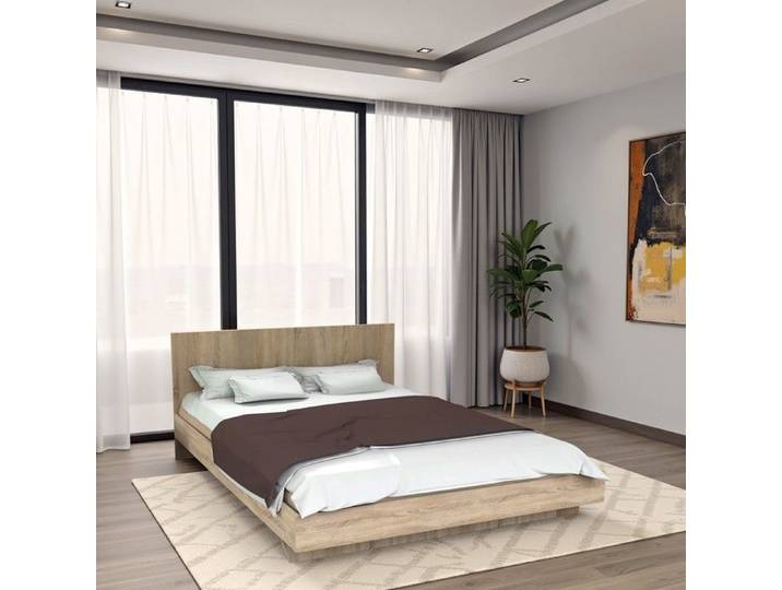 Lit LOFT 140x190 + 1 sommier + tête de lit / Décor Chêne blanchi