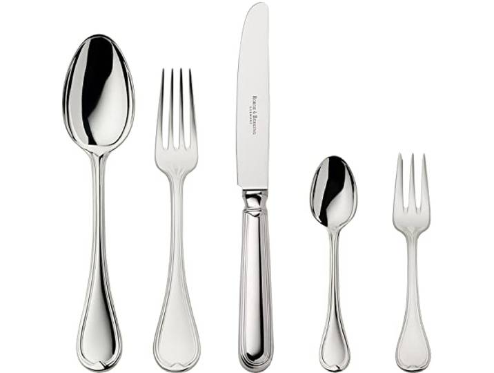 Robbe & Berking Classic-Faden 5-teiliges Menübesteck (150 g massiv versilbert)