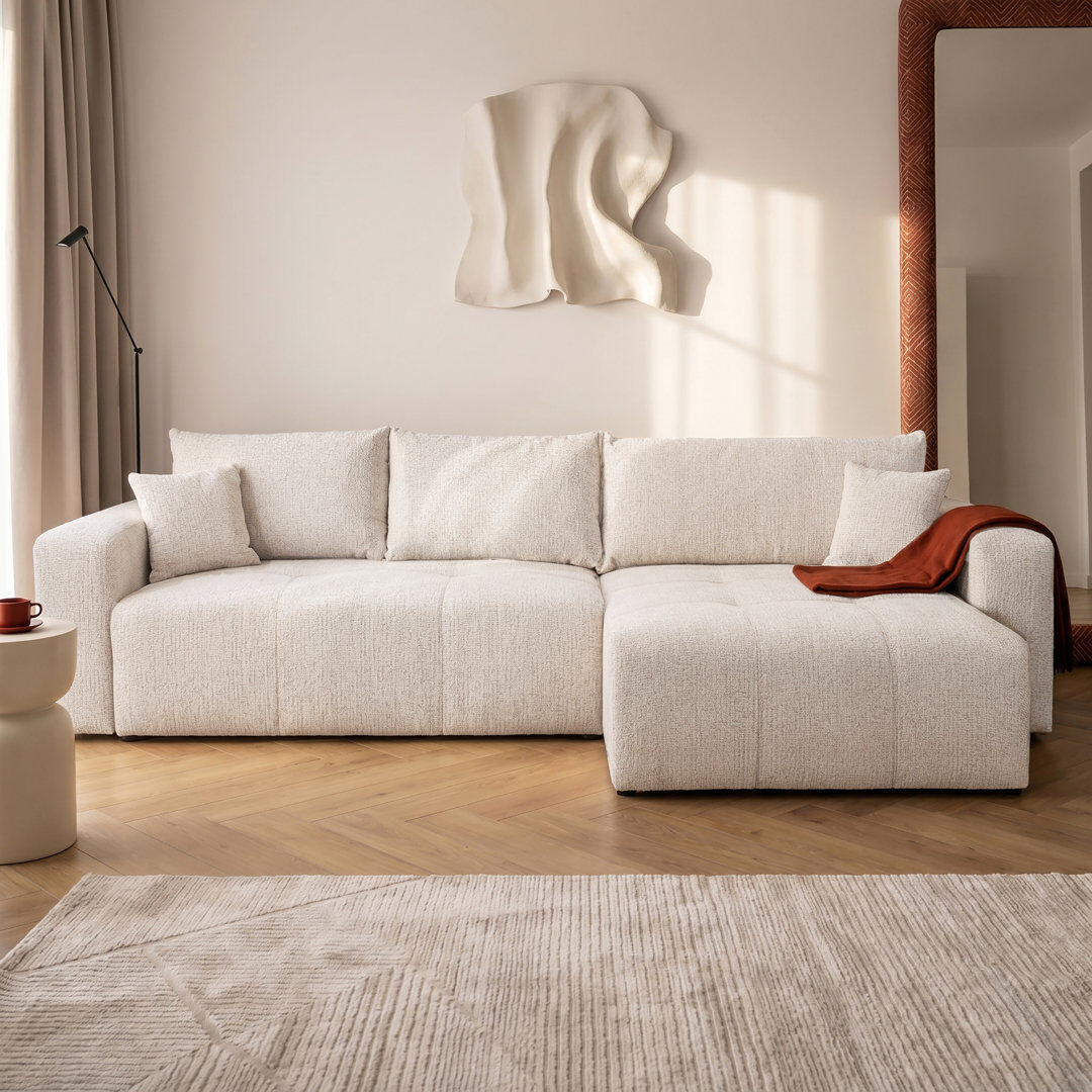 Brayden Studio Sectional CREAM Polyester Blend 79cm H X 278cm W X 145cm D