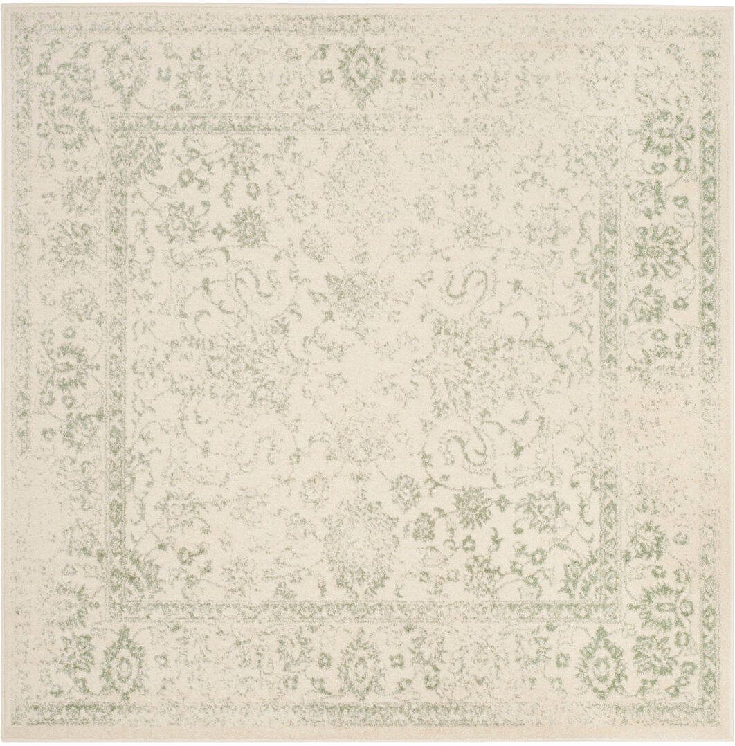Fernleaf Jacquelyn Floral Area Rug Ivory/Light Green Square 122 cm